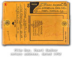 Film Box, Pearl Harbor return address, dated 1952